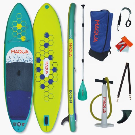 Set placa gonflabila Paddelboard SUP, surf gonflabila Rocket, 330  cm x 83cm x 15cm MAQUA